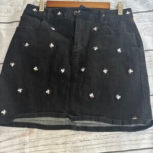 Disney black denim mini skirt